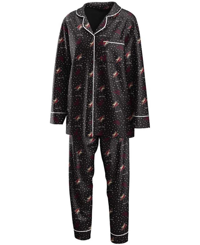 Womens Black Arizona Coyotes Long Sleeve Button-Up Shirt and Pants Sleep Set Product Image