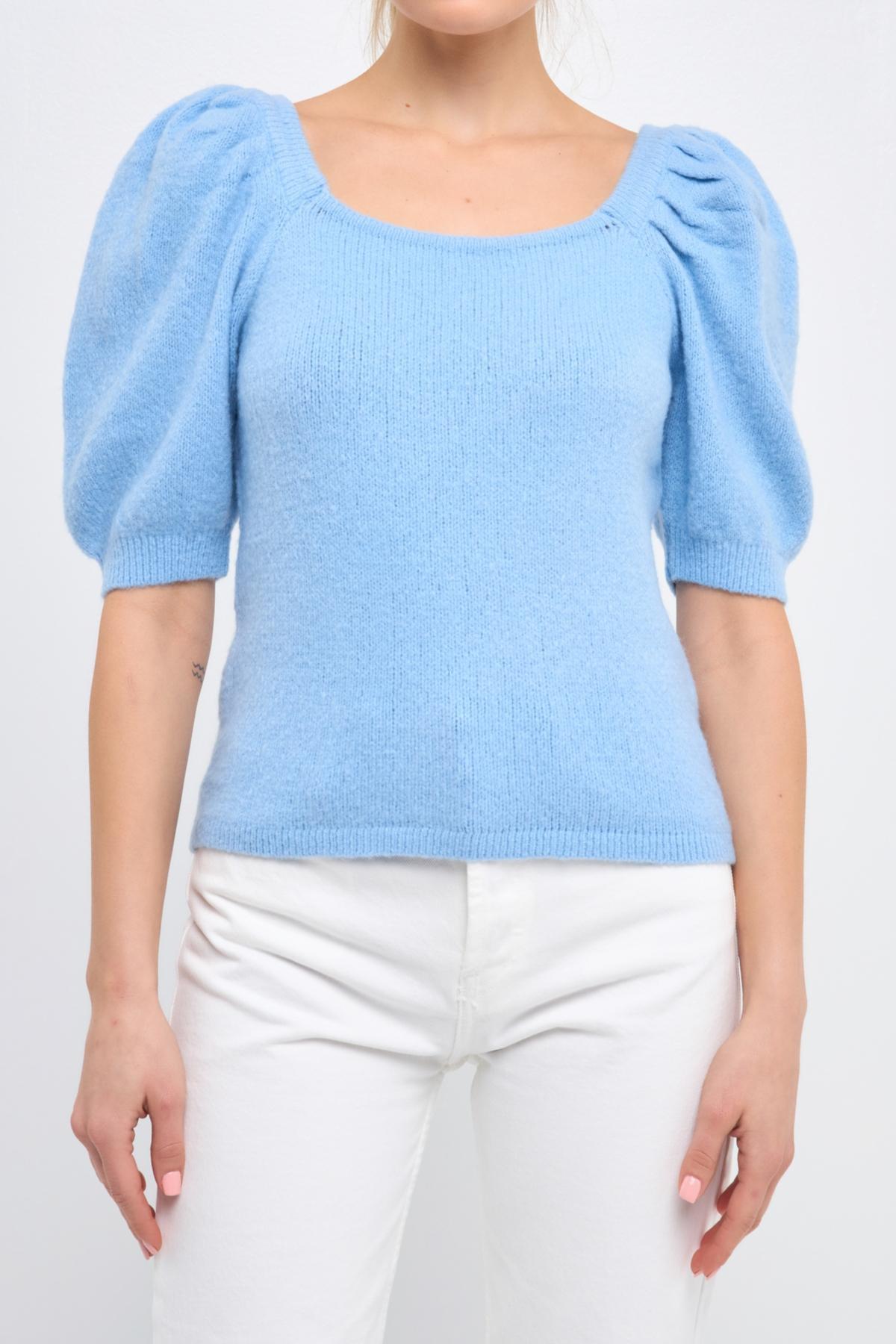 Womens Short Puff Sleeve Sweater Product Image