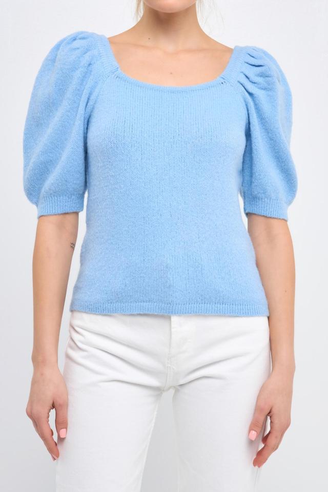 English Factory Womens Short Puff Sleeve Sweater Product Image