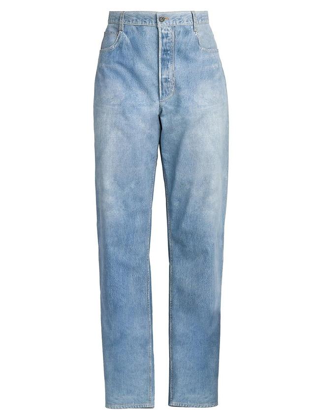 Mens Denim-Like Leather Trousers Product Image