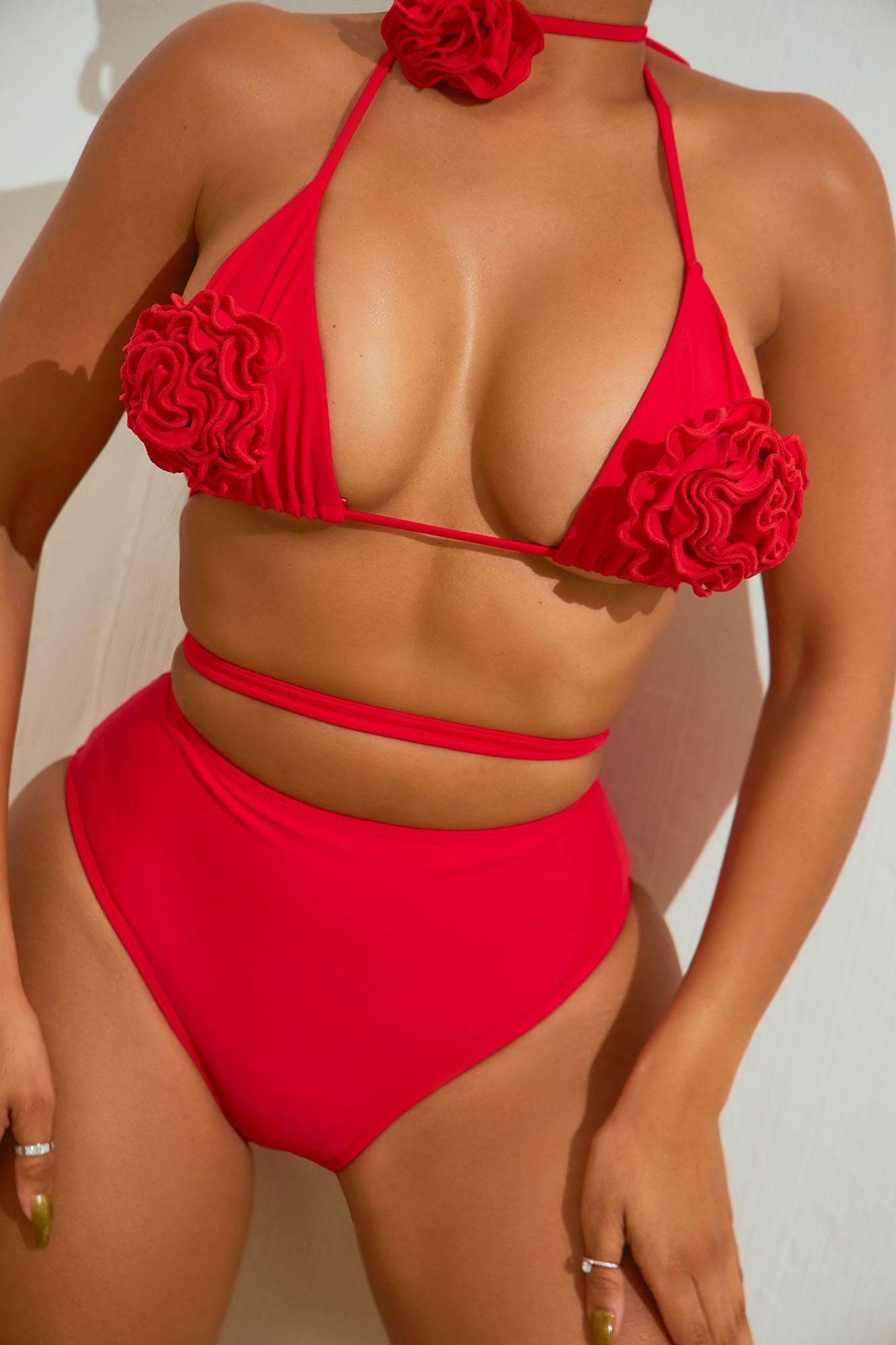 Rosalie Rosette 3 Piece Bikini Set - Red Product Image