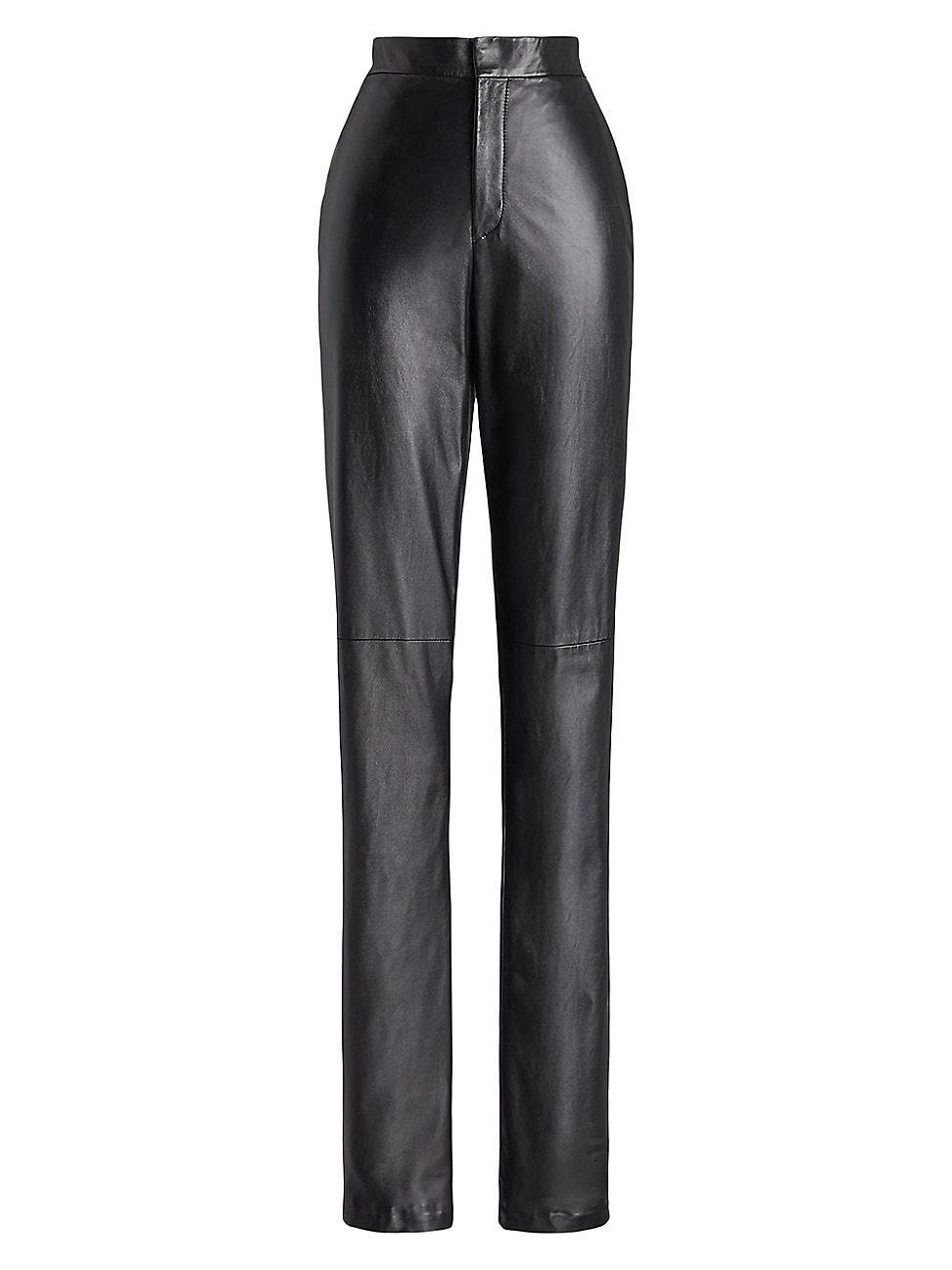 Womens Karly High-Waist Leather Pants product image