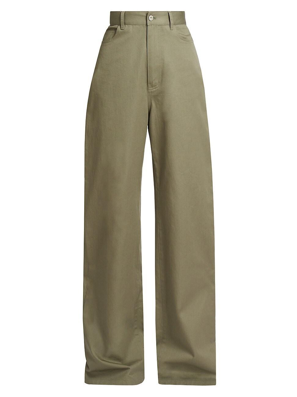 Womens Wide-Leg Cotton-Blend Trousers Product Image