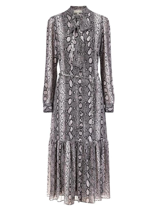 Womens Snakeskin Tiered Midi-Dress Product Image