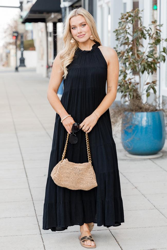 Twirl Me Around Black Halter Gauze Maxi Dress FINAL SALE Product Image