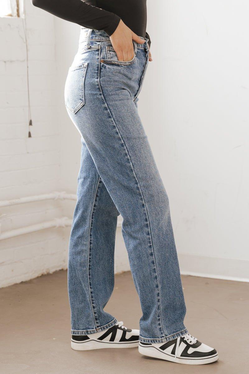 Medium Wash Super High Rise Dad Jeans - FINAL SALE Product Image