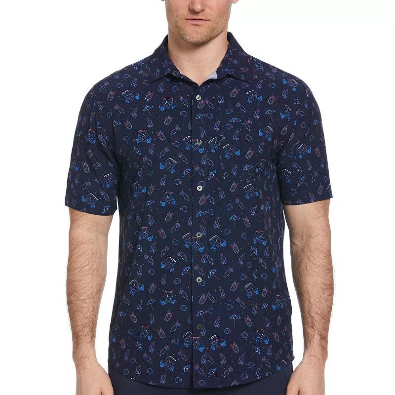 Mens Grand Slam Drinks & Golf Cart Print Short Sleeve Woven Button-Down Shirt Product Image