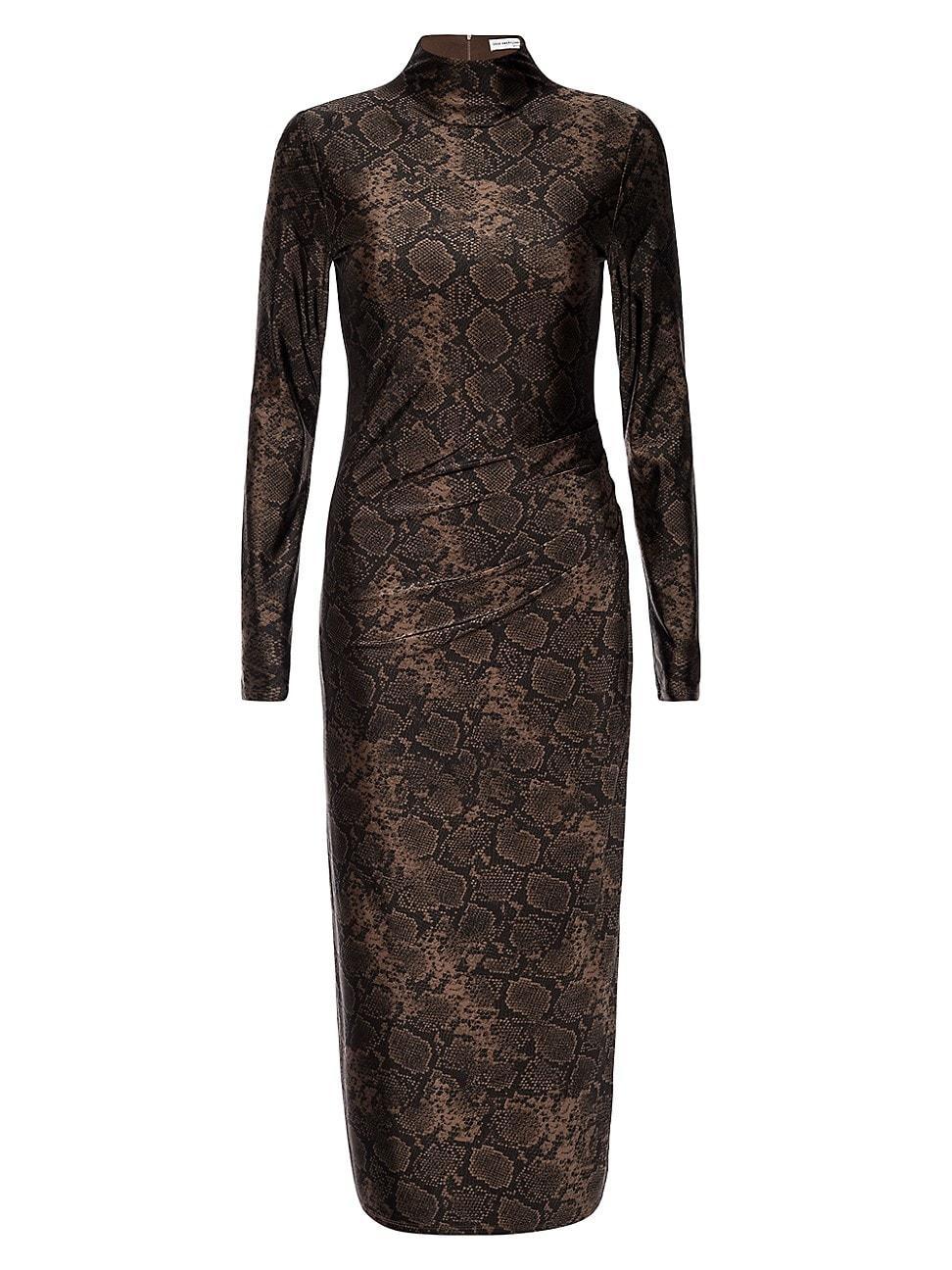 Good American Shine Python Print Mock Neck Long Sleeve Bodycon Midi Dress Product Image