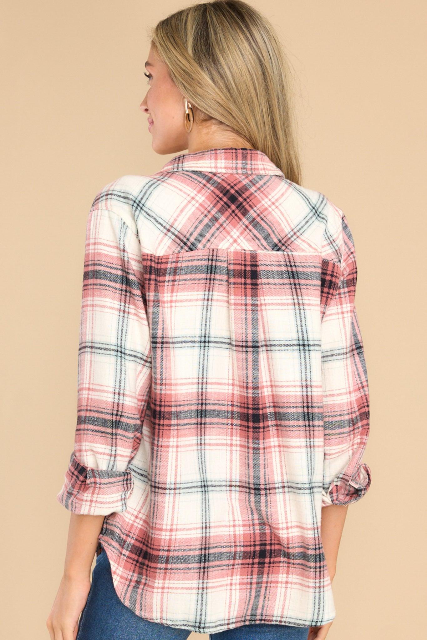 Electric Love Pink Multi Plaid Top Orange Product Image