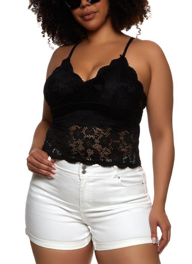 Womens Plus Size Floral Lace Cropped Cami Product Image