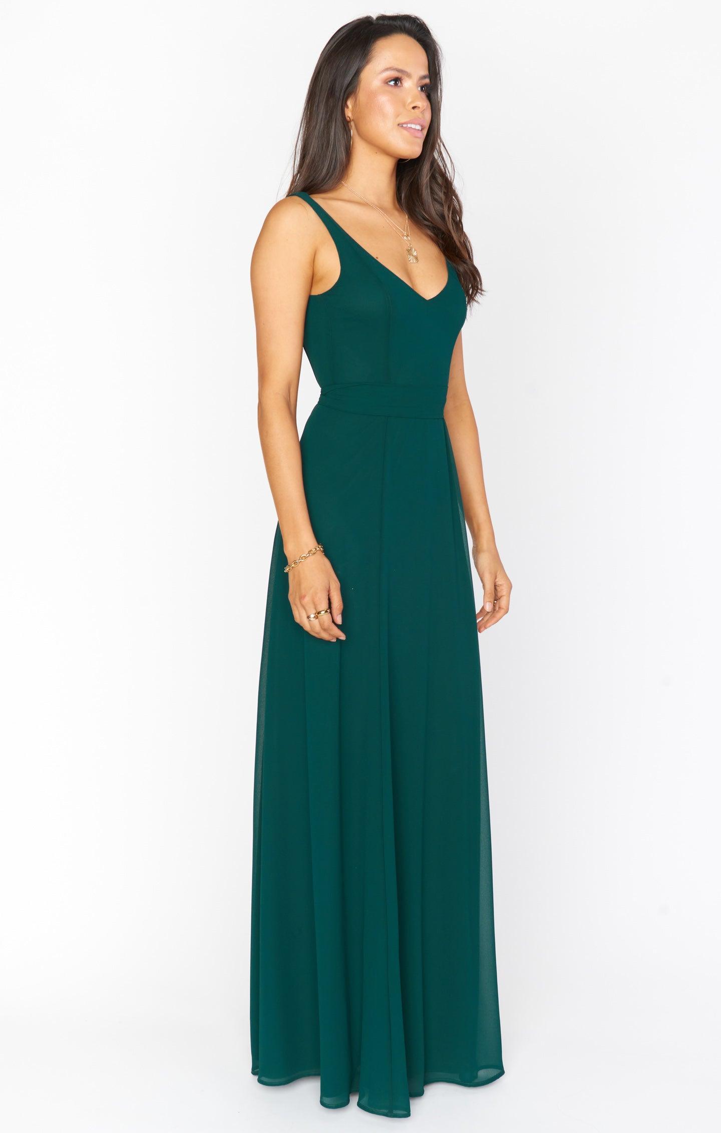 Jenn Maxi Dress ~ Emerald Chiffon Product Image