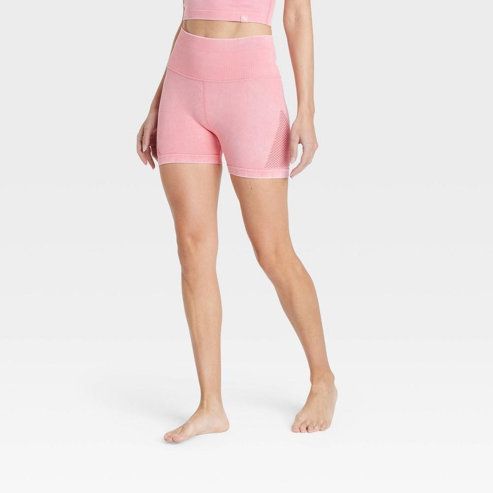 Womens Seamless Mesh Detail 4 Bike Shorts - JoyLab Coral XXL Product Image