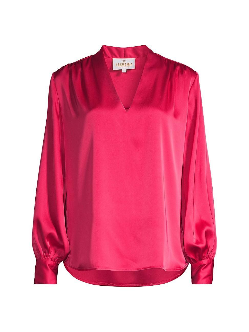 Womens Edith V-Neck Satin Blouse Product Image