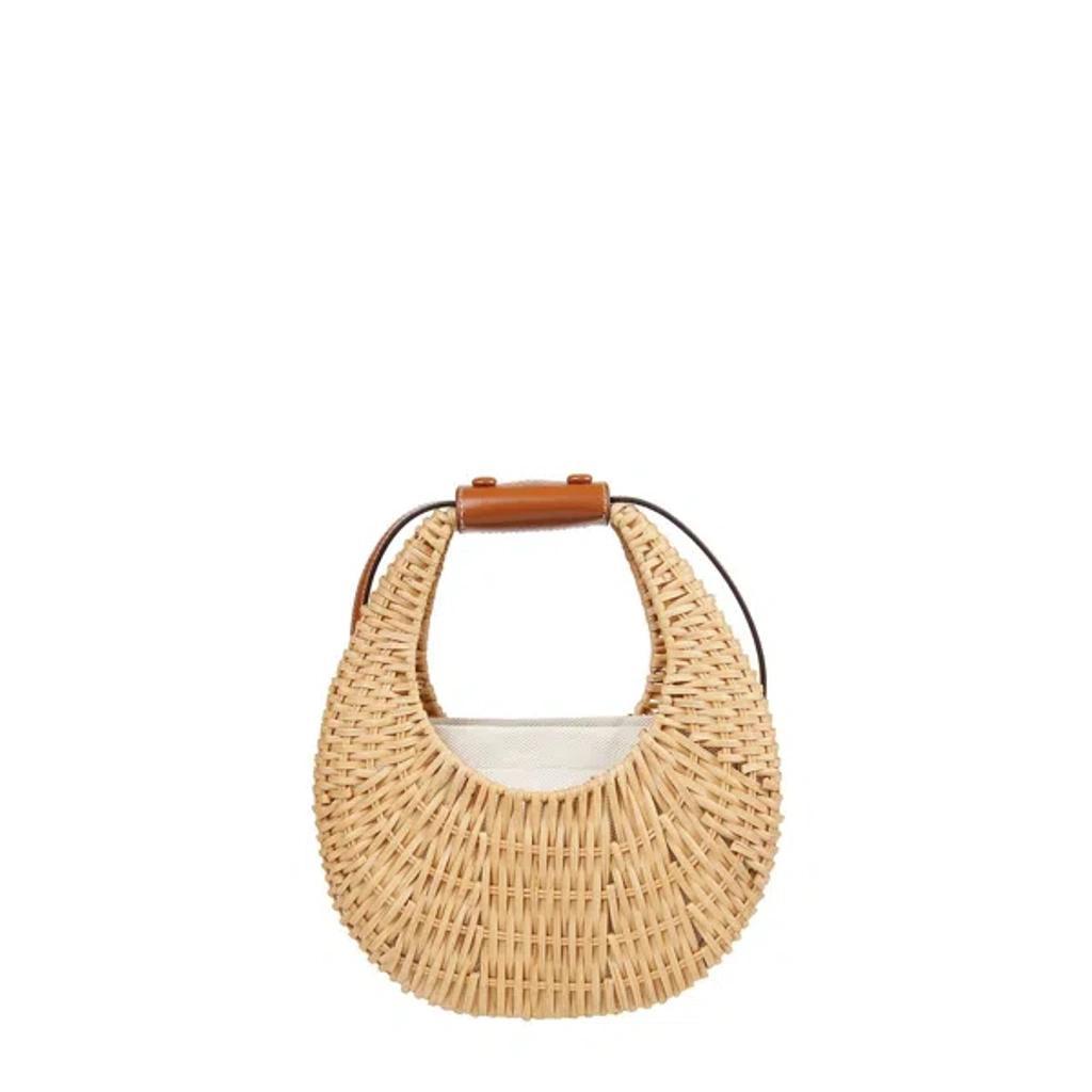 STAUD Moon Mini Woven Top Handle Bag In Brown Product Image