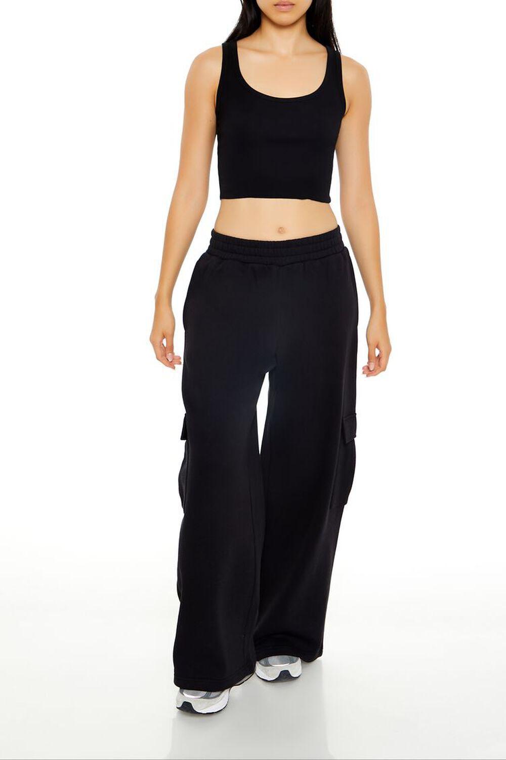 Mid-Rise Wide-Leg Cargo Sweatpants | Forever 21 product image