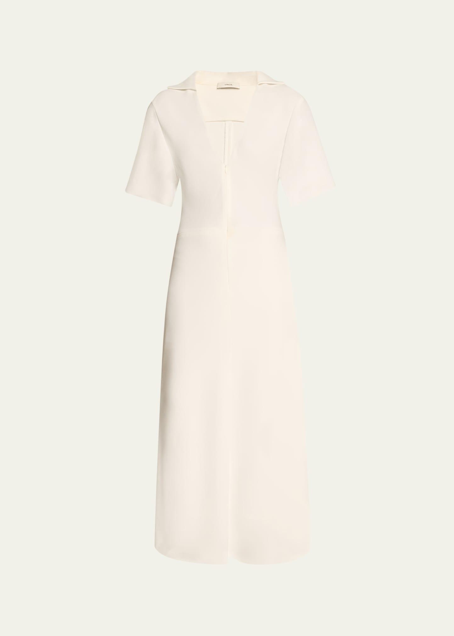 Womens Crepe Zip-Front Polo Midi-Dress Product Image