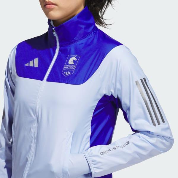 adidas Boston Marathon 2025 Own the Run Celebration Jacket Blue Dawn M Womens Product Image