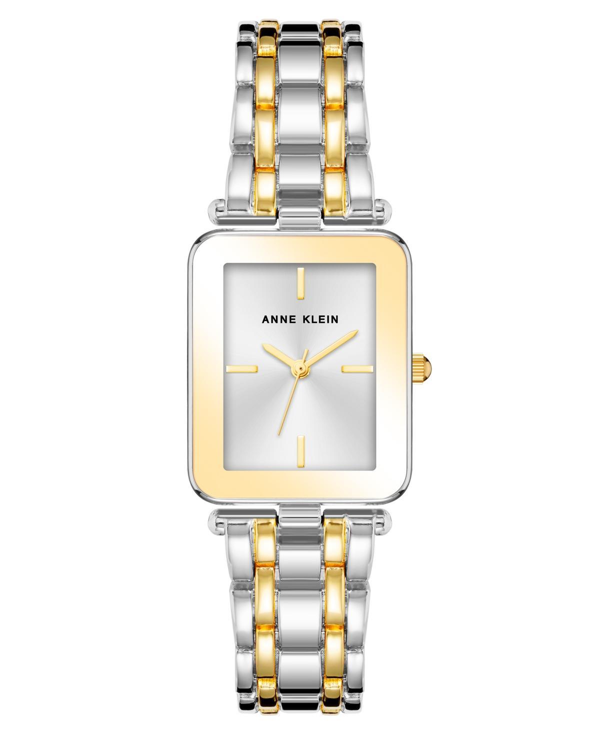 Anne Klein Womens Three Hand Quartz Two-tone Alloy Rectangular Bracelet Watch, 22mm Product Image