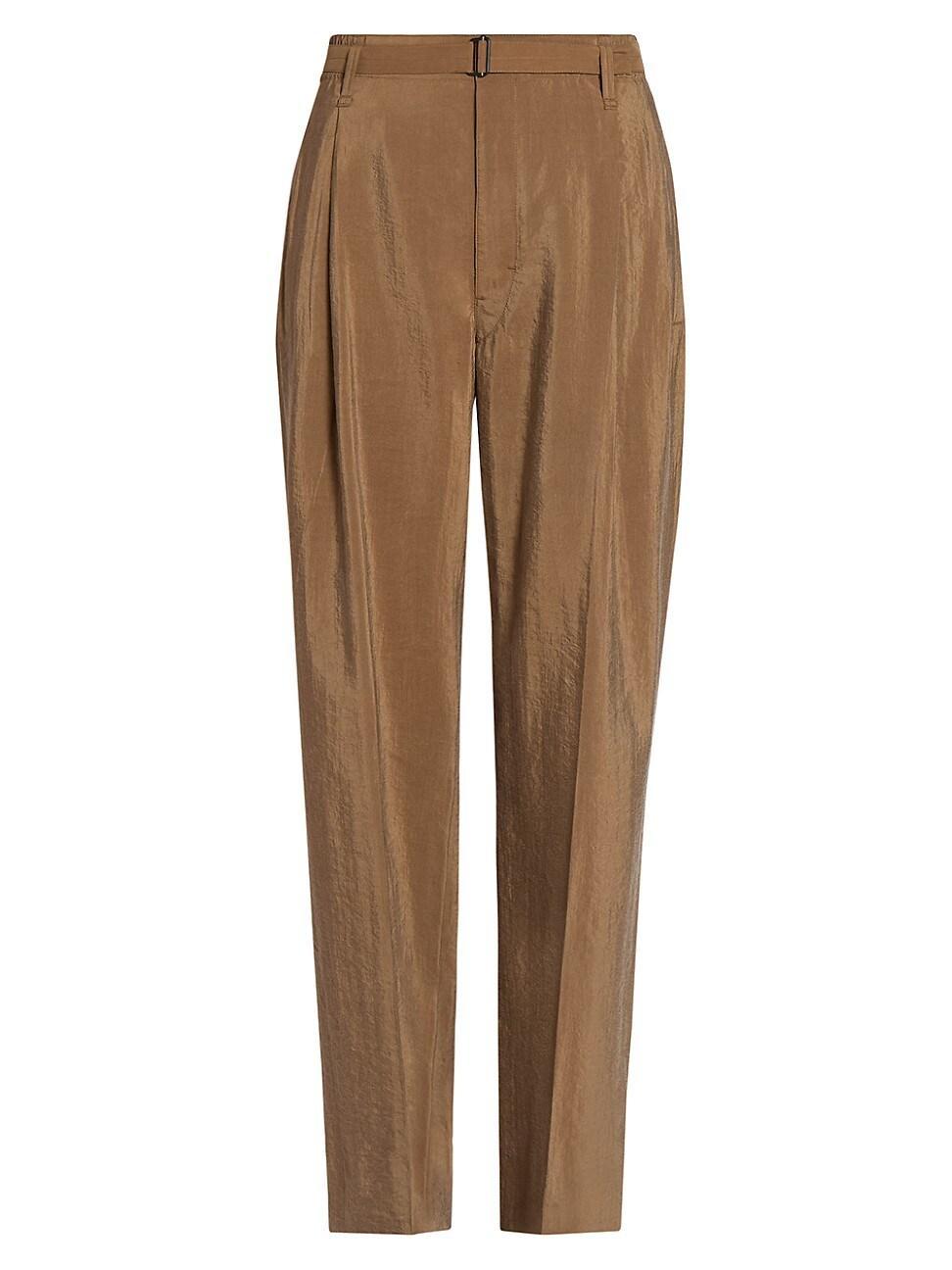 Womens Belted Silk-Blend Relaxed Pants Product Image