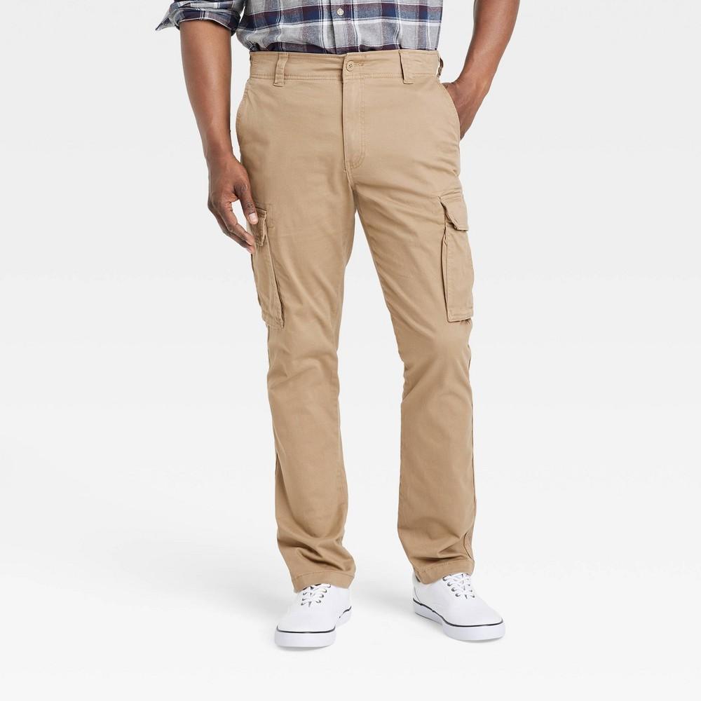 Mens Regular Fit Straight Cargo Pants - Goodfellow & Co Tan 32x32 Product Image