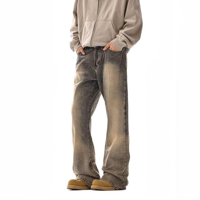 Mid Rise Washed Straight Leg Jeans Product Image