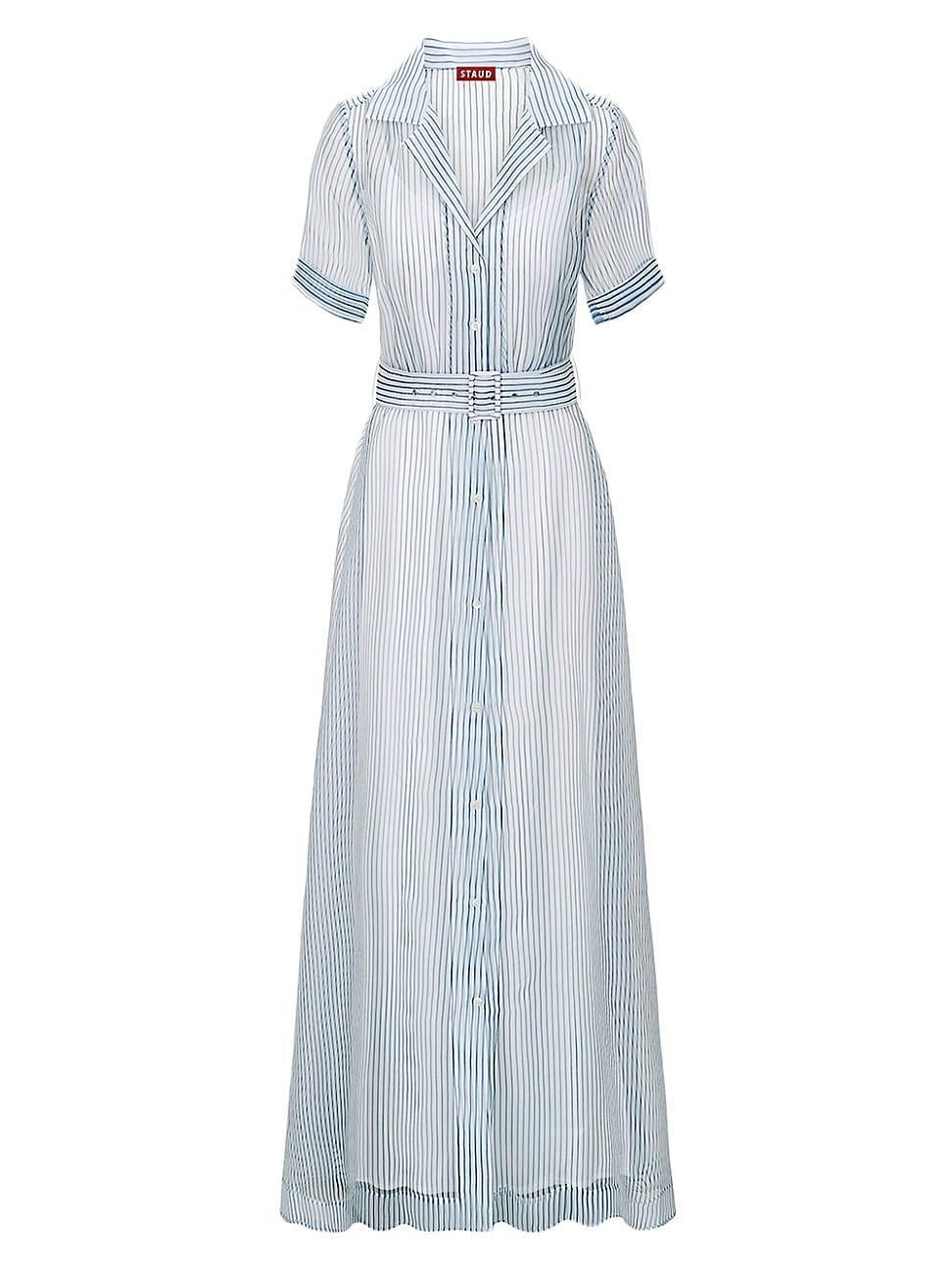 Womens Millie Belted Striped Organza Maxi Dress Product Image