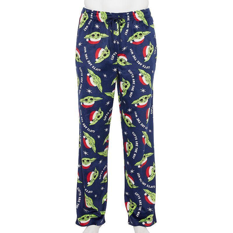 Mens Grogu Christmas Fleece Pajama Pants Blue Product Image