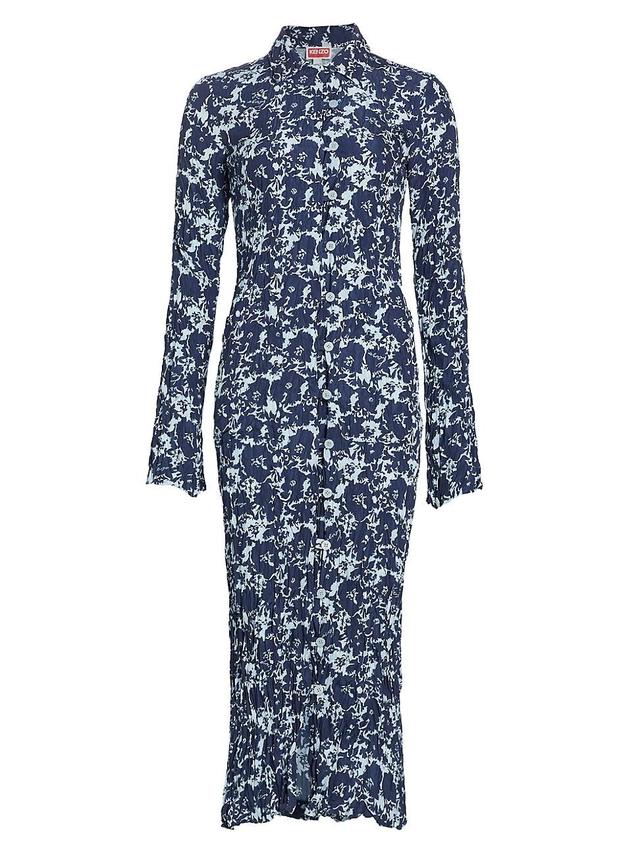 Womens Floral Long-Sleeve Shirtdress Product Image