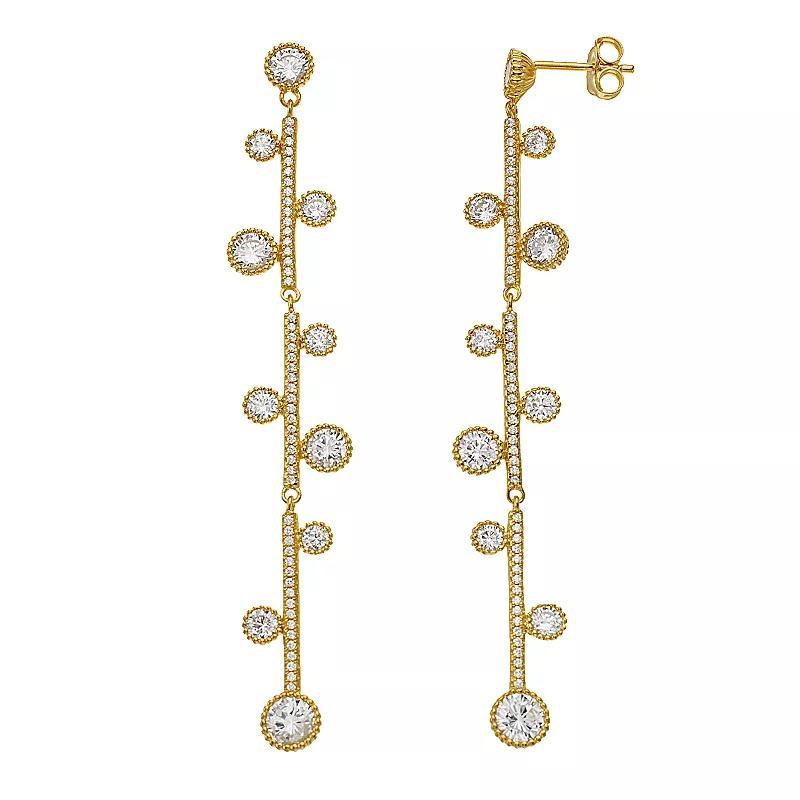 Rosabella 14k Gold Over Sterling Silver Cubic Zirconia Vine Linear Drop Earrings, Womens, Gold Tone Product Image