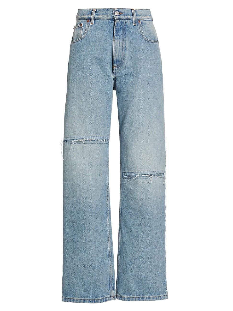 Womens Slit Straight-Leg Jeans Product Image