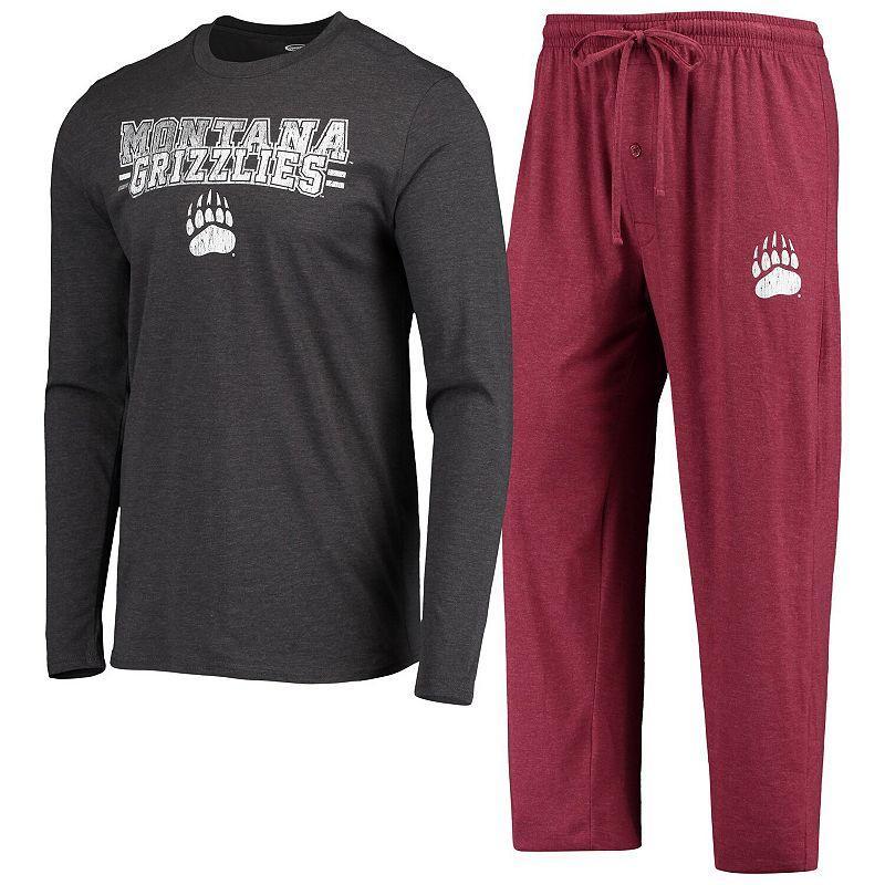 Mens Concepts Sport Maroon/Heathered Charcoal Montana Grizzlies Meter Long Sleeve T-Shirt & Pants Sleep Set Product Image