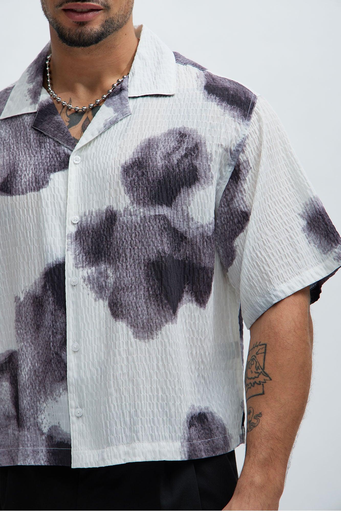 In The Smoke Button Up Shirt - White/combo Product Image