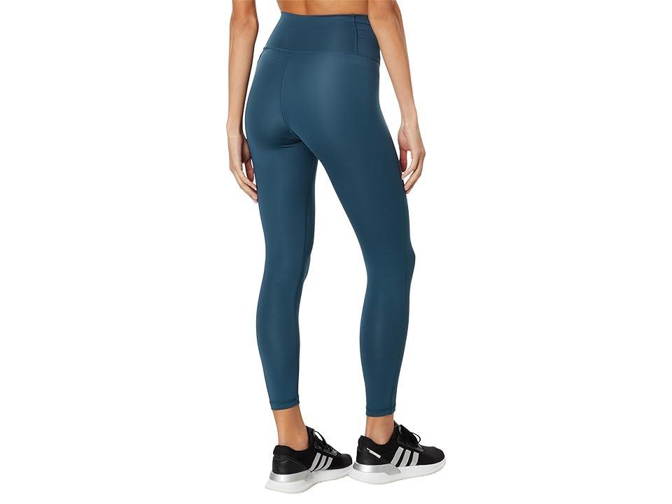 Womens adidas Optime Stash Pocket High-Waisted 7/8 Leggings Turquoise/Blue Product Image