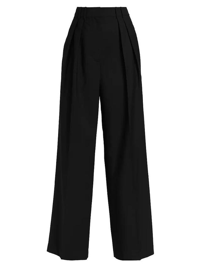 Double-Pleated Wool-Blend Trousers Product Image