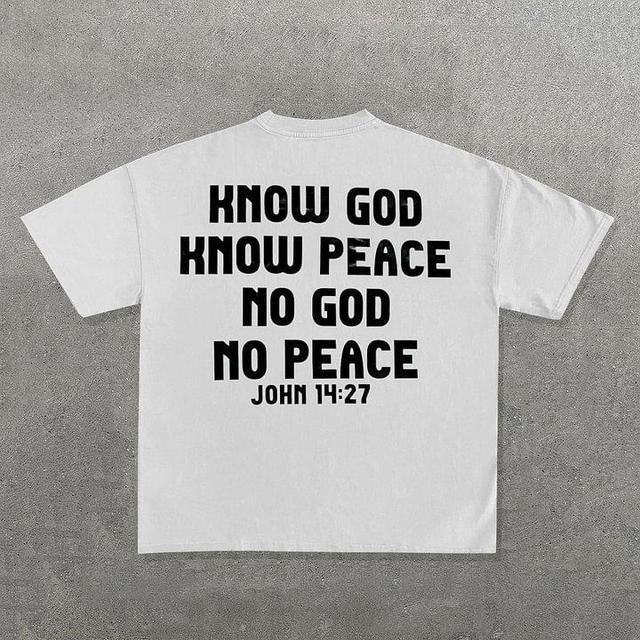 Sopula Vintage Know God Know Peace No God No Peace Graphic Cotton Short Sleeve T-Shirt Product Image