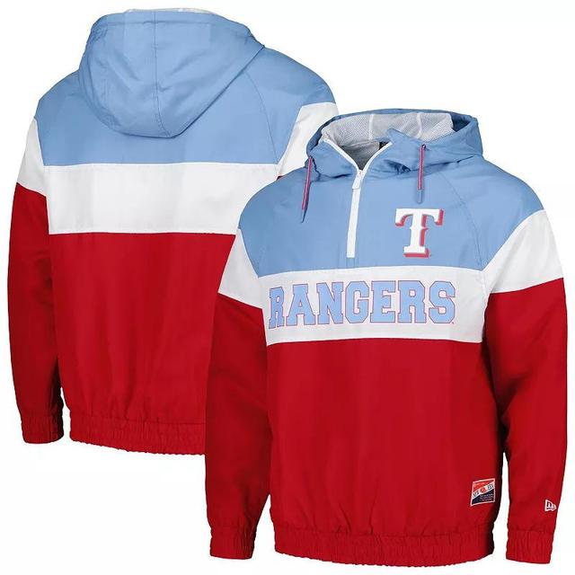 Mens New Era Texas Rangers Ripstop Raglan Quarter-Zip Hoodie Windbreaker Jacket Product Image