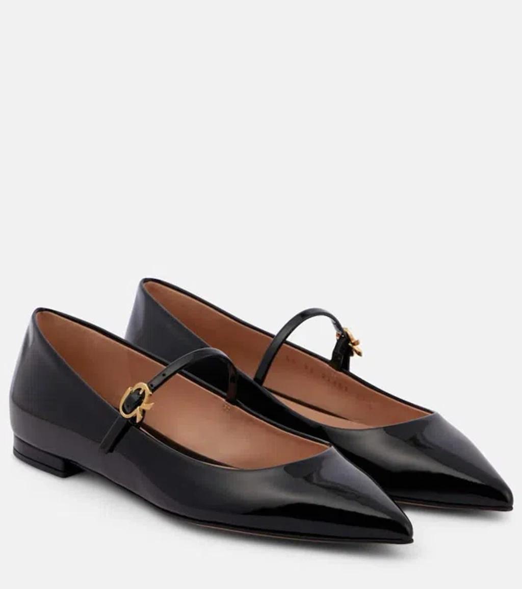 GIANVITO ROSSI Black Ribbon Jane Ballerina Flats Product Image