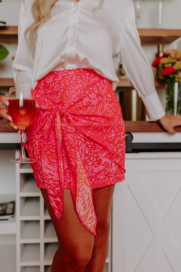 The Floriana Front Tie Skirt In Tangerine Product Image