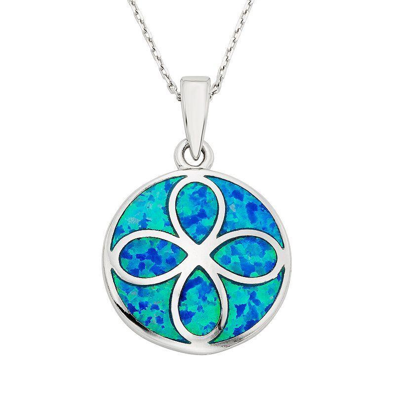 Lab-Created Blue Opal Sterling Silver Eternity Pendant Necklace, Womens Product Image