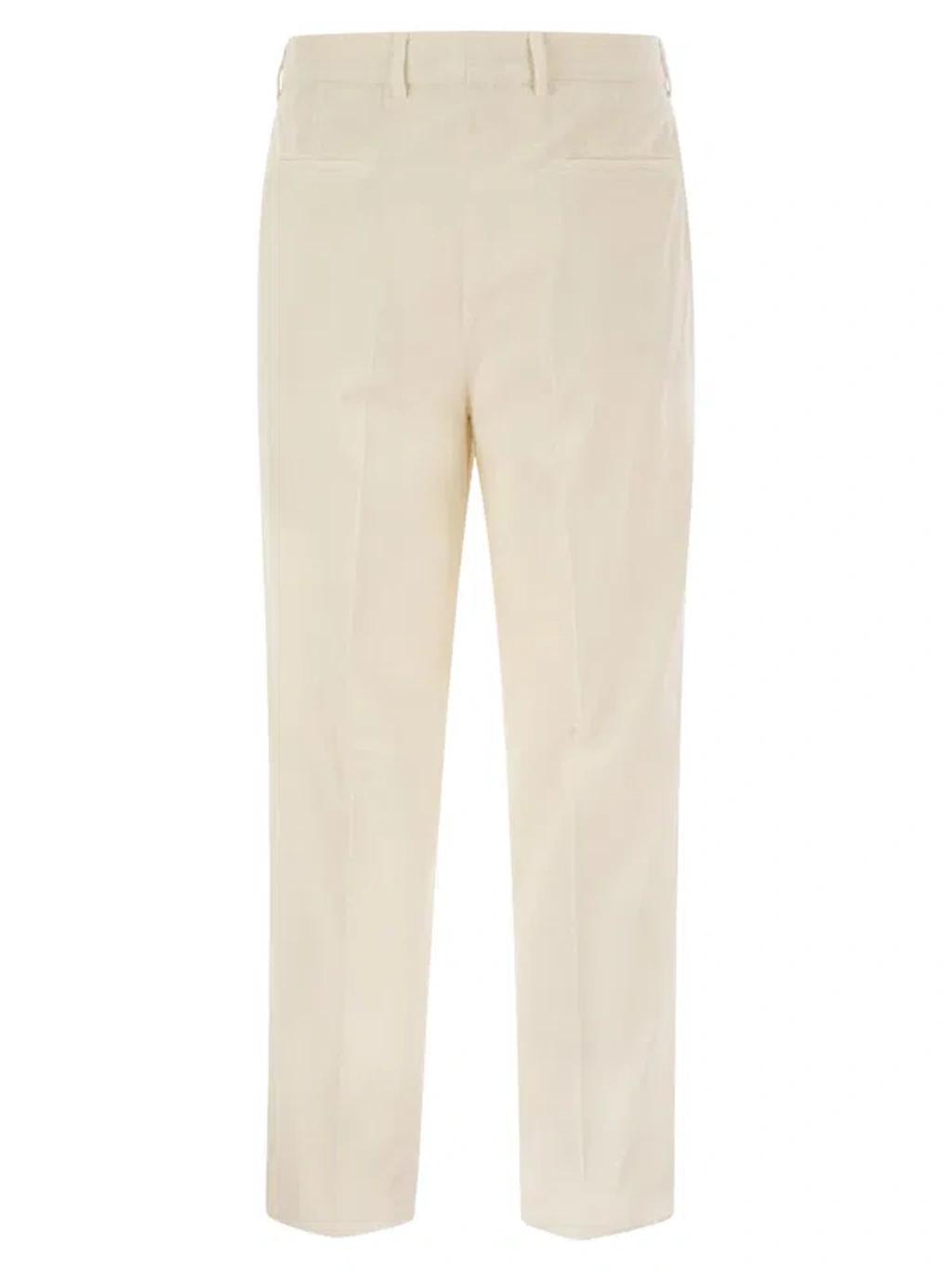 Leisure Fit Trousers In Garment Dyed Cotton Corduroy With Darts In Neutral Product Image