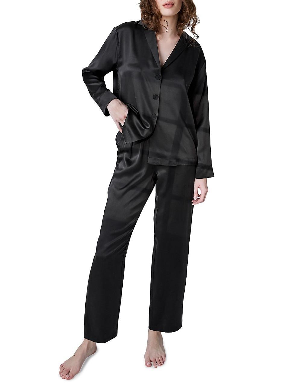 Womens Silk Long-Sleeve Pajamas Product Image