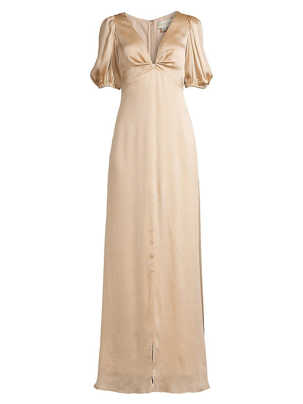 Womens Alli Puff-Sleeve Satin Gown Product Image