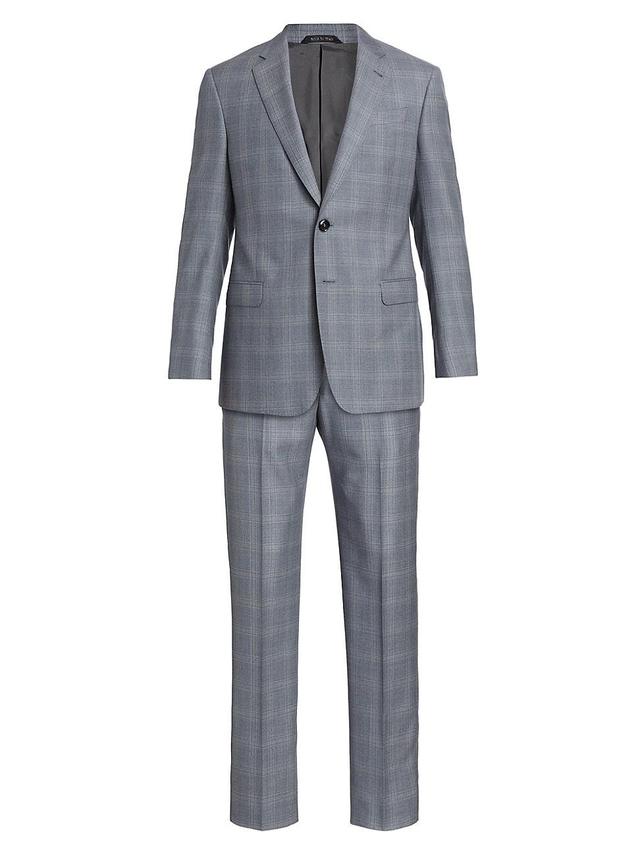 Mens Plaid Wool Single-Breasted Suit Product Image