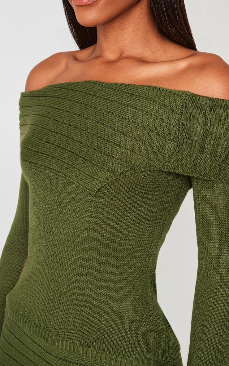 Forest Green Knitted Asymmetric Foldover Top Product Image