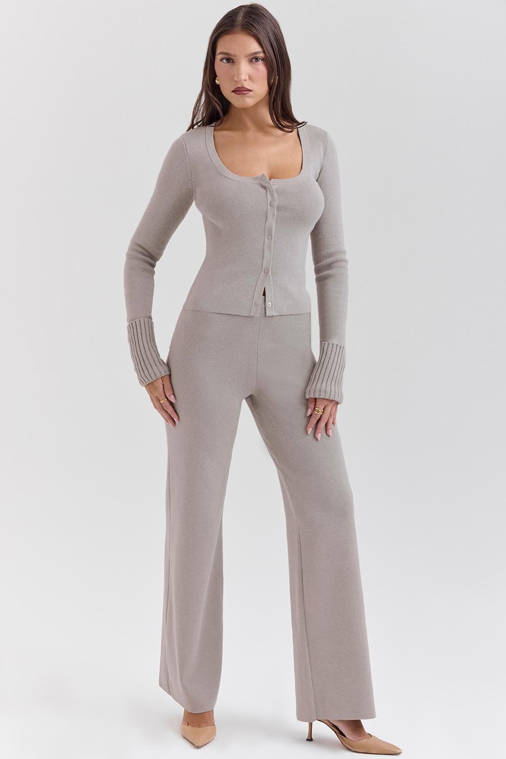 Aspen Grey Cashmere Ribbed Cuff Jacket Product Image