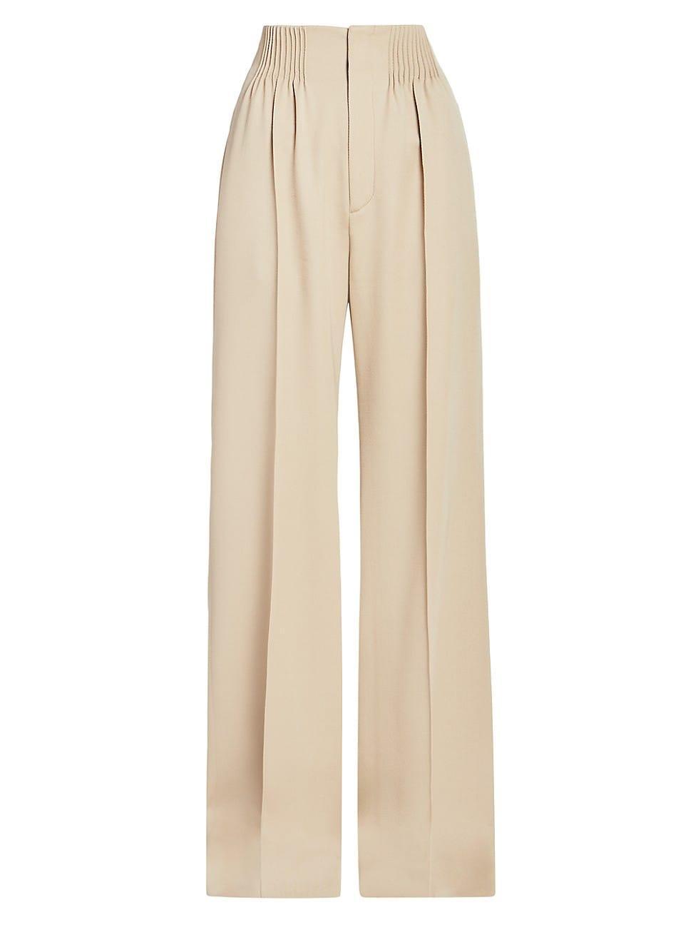 Womens Cinched Wide-Leg Wool Trousers Product Image