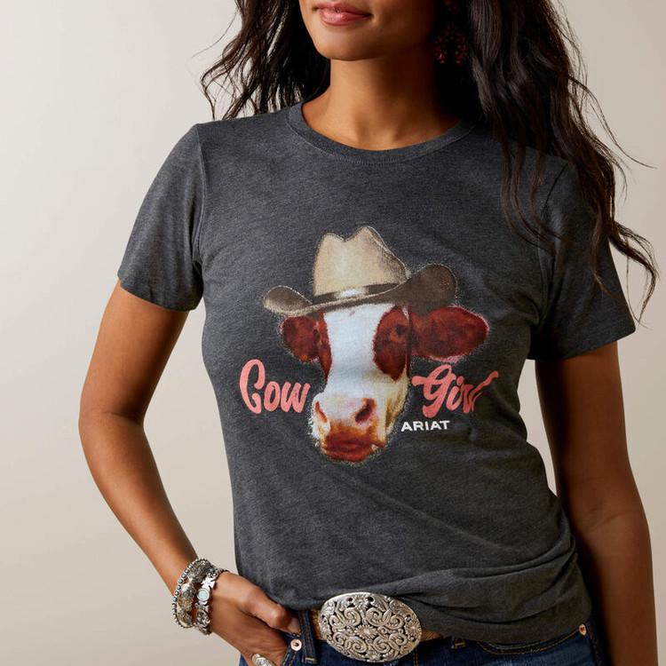 Ariat® Ladies S/S  "Cow Girl" Tee - Black Product Image