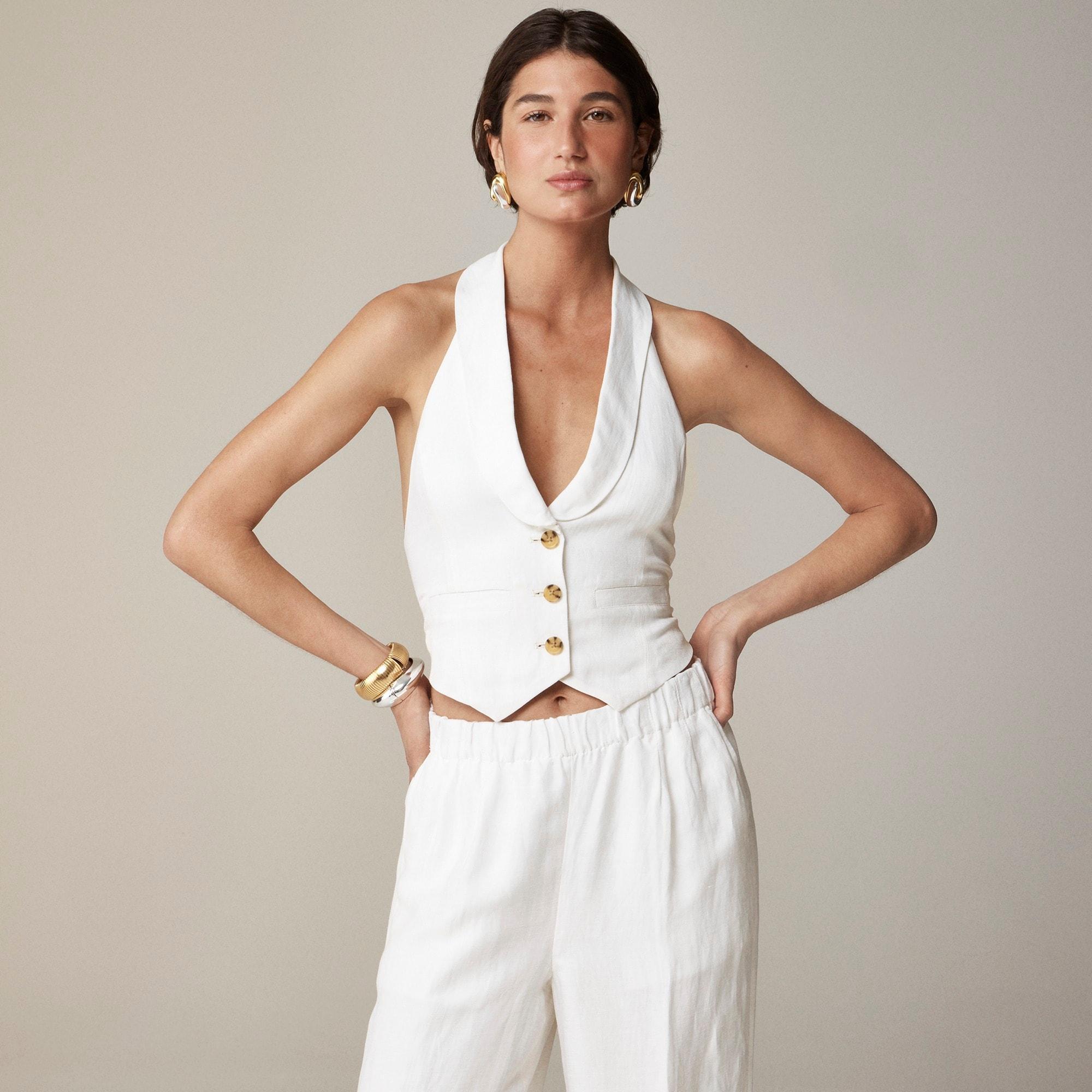 Pre-order Open-back vest in linen-cupro blend product image