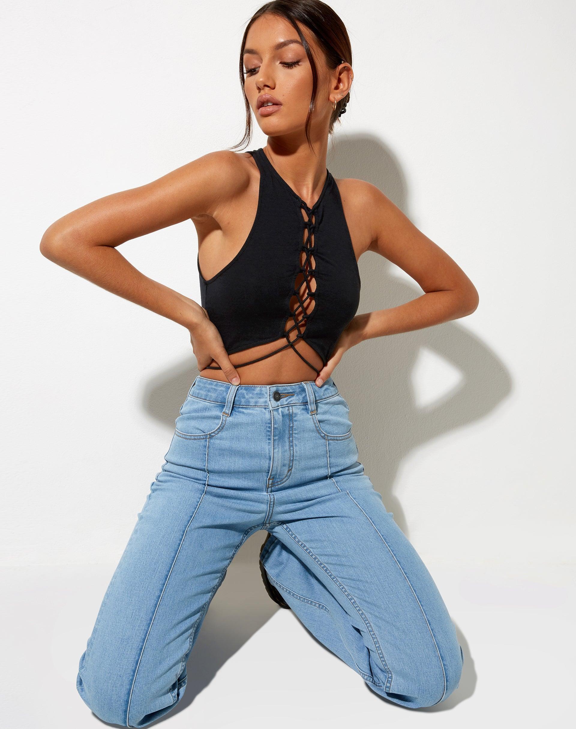 Giwta Crop Top in Black  Product Image