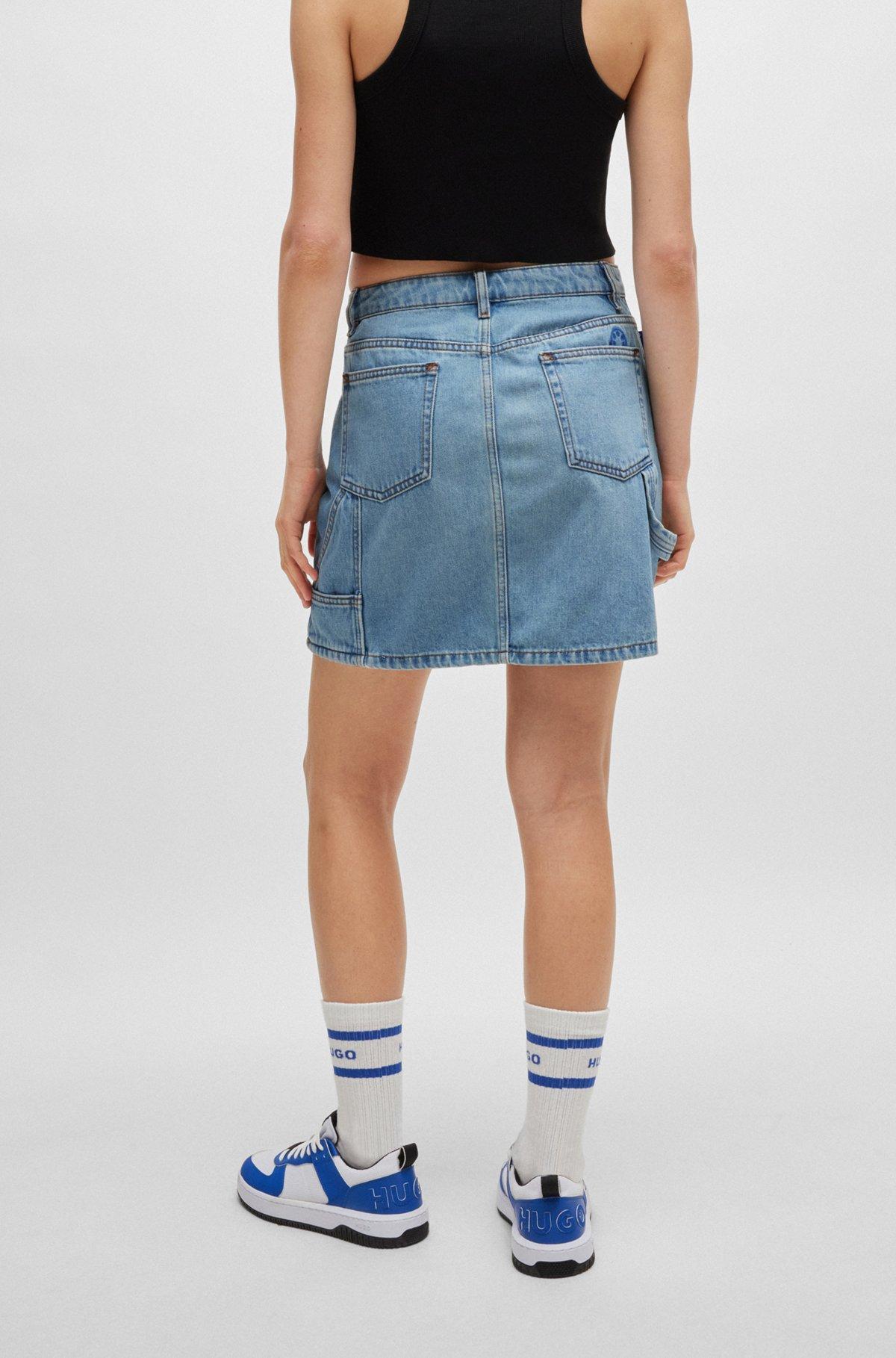 Blue mini skirt in rigid denim Product Image